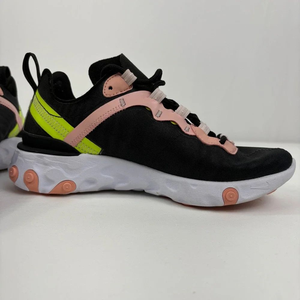 Nike React Element 55 Black‎ Volt Coral Stardust Sneakers CD6964-002 Womens 5